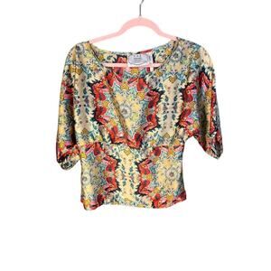 KAS New York Anthropology Shirt Women's Size 00P Y2K Style Dolman Sleeve Silky